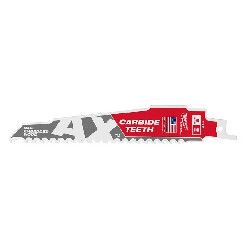 Milwaukee MIL-48-00-5221 Sawzall The AX 6-Inch 5 TPI Carbide Blade