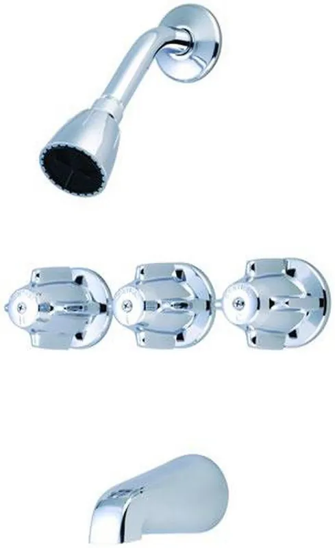 Central Brass 0868-Z Three Handle Single Function Bathtub & Shower Faucet in Polished Chrome