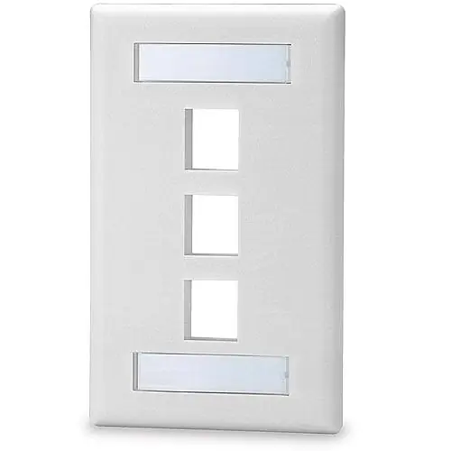 Signamax SKFL-3-WH 3-Port Single-Gang Keystone Faceplate with Labeling Windows White