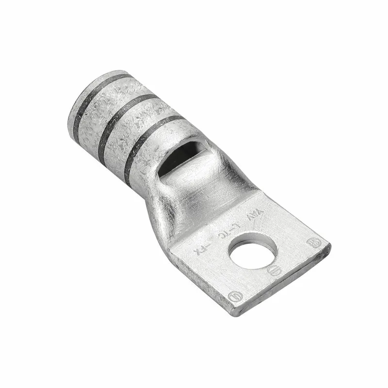 BURNDY YAV4CL2 Copper Compression Lug, Ring Tongue, 1 Hole w/ Inspection Window, AN 4 Flex, 3/8 Stud, Short Barrel, Tin Plated