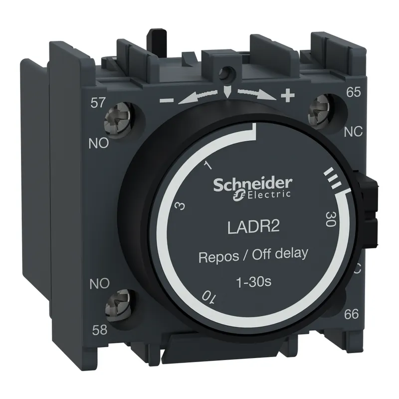 Schneider Electric LADR2 Time Delay Auxiliary Contact Block 690 VAC 1NO 1NC 1-30 Seconds