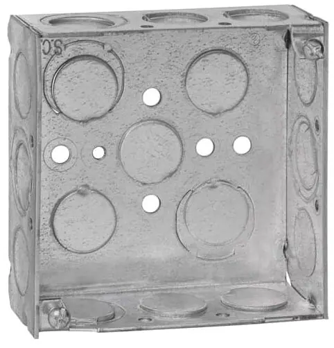 ABB 521511234EW Steel City Outlet Box 17 Knockouts Square