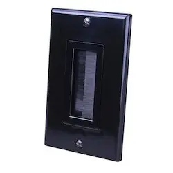 Vanco 120818X Decor Style Brush Bulk Cable Wall Plates Single Gang Black