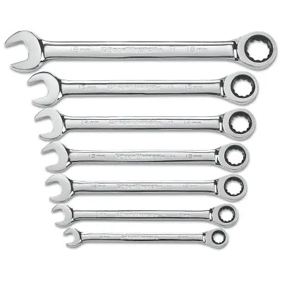 GEARWRENCH 9417 7 Piece Combination Ratcheting Wrench Sets, Metric