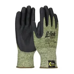 Protective Industrial Products 09-K1600/L G-Tek KEV, Kevlar Engineered Yarn, Yellow/Black 13 Gauge, Nitrile Foam, A7, Large