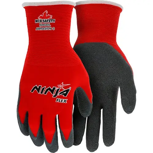 MCR Safety N9680XXL Ninja Flex Latex Coated Palm Gloves, 2X-Large, 12 Pairs