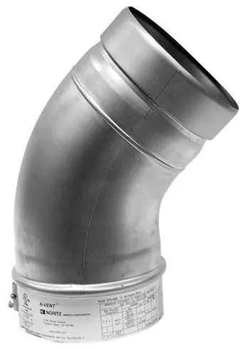 Noritz VP4-45ELB 4 Stainless Steel Single Wall Vent Pipe Elbow