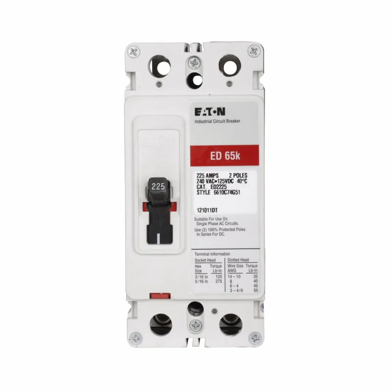 Eaton ED2125 C Series Type ED Molded Case Circuit Breaker, 240 Vac, 125 Vdc, 125 A, 65 kAIC