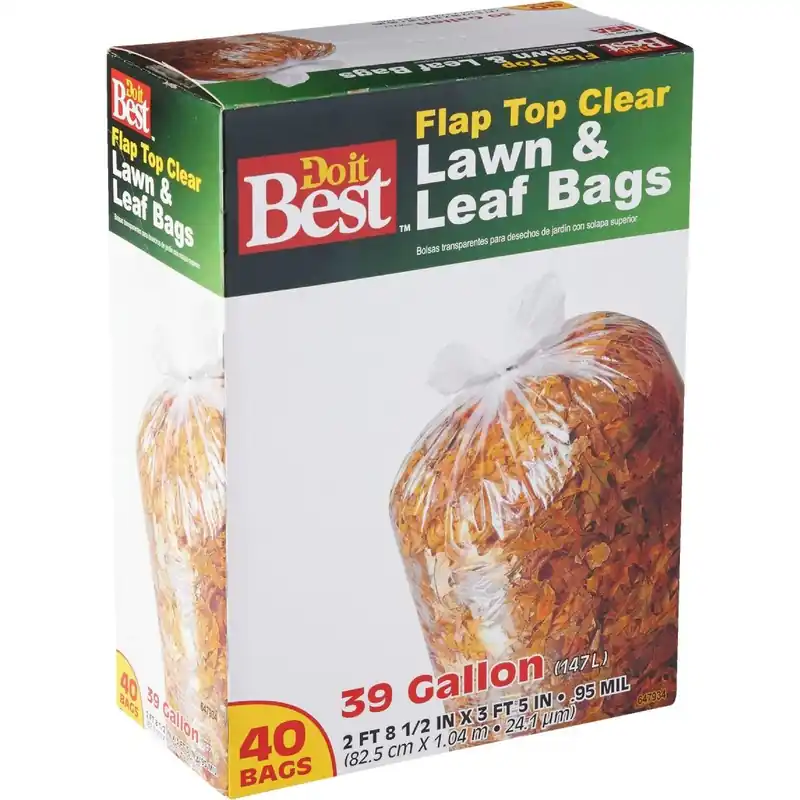 All-Source 647934 39 Gal. Clear Flap Tie Lawn & Leaf Bag 40-Count