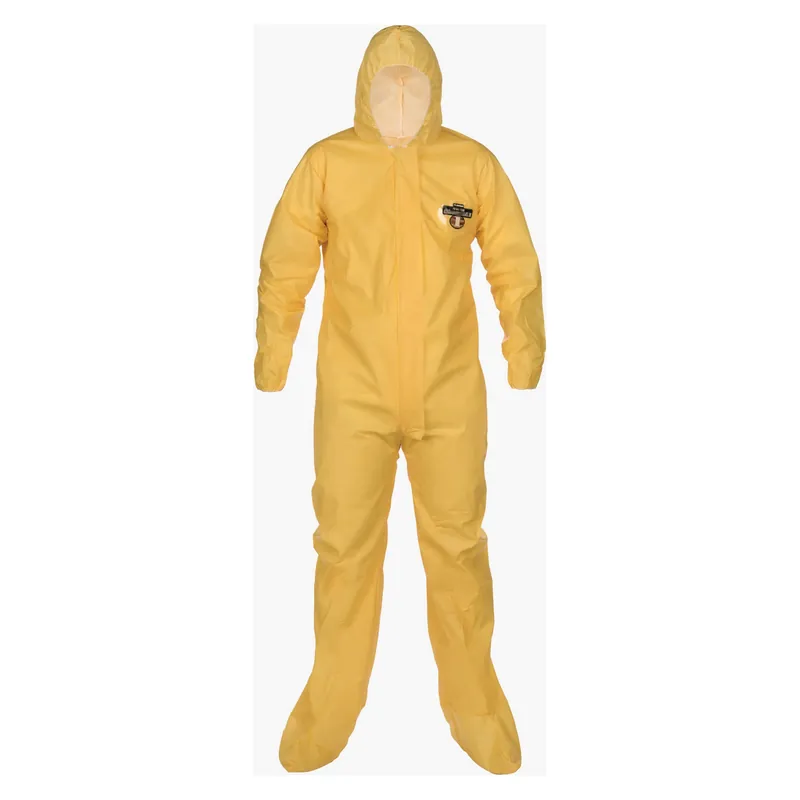 Lakeland C5414-4X Protective Coverall With Attached Hood and Boots, 4XL, Yellow, ChemMax 1