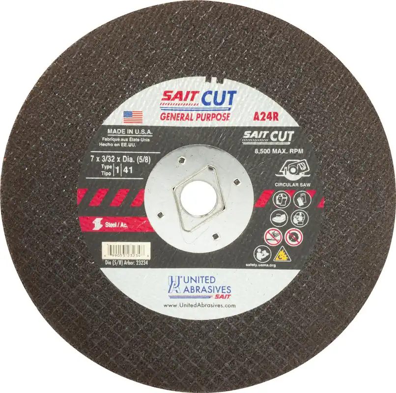 United Abrasives SAIT 23234 7 x .0937 5/8 Diamond Arbor Metal Cut-Off Wheel