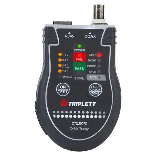 Triplett CTX200 RJ45/Coax Cable Analyzer - Compact, Instant Pass/Fail Results, Tone Generator