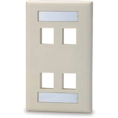 Signamax SKFL-4 4-Port Single-Gang Keystone Faceplate with Labeling Windows