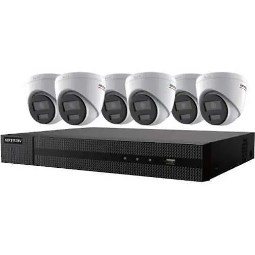Hikvision EKI-K82T46C ColorVu 7-Piece Kit, 4K (6) DS-2CD1347G0-LUF 4MP IP Cameras, (1) ERI-K108-P8