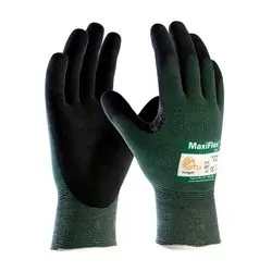 Protective Industrial Products 348743XL MaxiFlex Cut Green Eng Yarn Black Nitrile MicroFoam Grip A2/EN3 XL