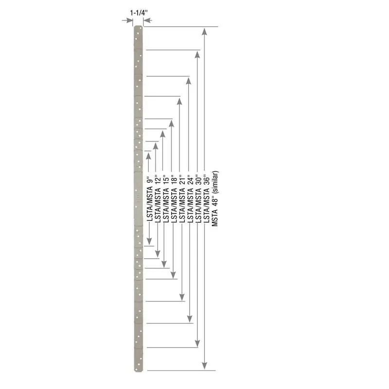 USP UMSTA36 USP MSTA Series 36 x 1-1/4 16 ga G90 Galvanized Steel Straight Strap Tie
