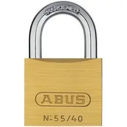 ABUS 55/40BKA5401 Security Padlock, Keyed Alike, 1-1/2 Width, 15/64 Shackle Diameter, 55/64 Vertical Clearance, Solid Brass, With 5401 Key