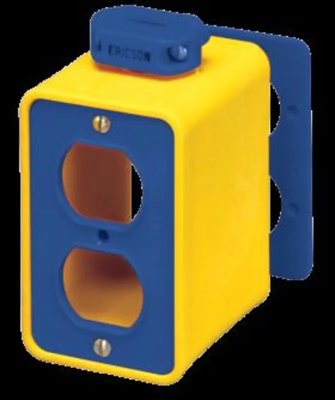 Ericson 6000 Portable 1 Gang Double Sided Outlet Box w/ Cord Clamp and 2 Duplex Cover Plates