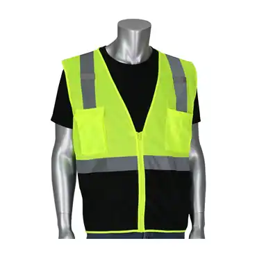 PIP 302-0710B-LY/4X Hi-Vis Yellow Zipper 4X-Large Vests