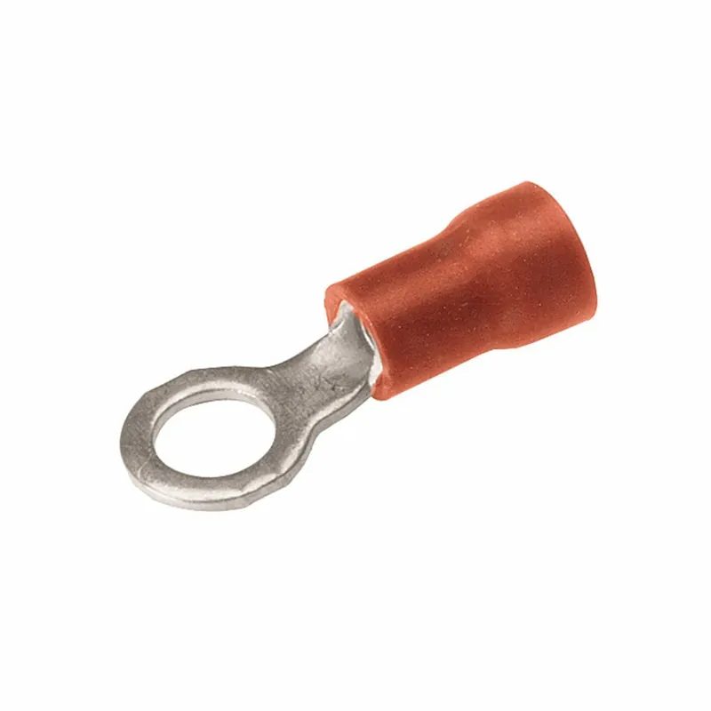 BURNDY TP16-10 Copper Terminal, Ring Tongue, 22-16 AWG, #8-#10 Stud, Vinyl Insulated, Tin Plated