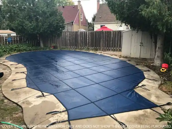 HPI DU183658S HPI 18' x 36' Standard Mesh Safety Cover w/ 8' CES, Blue