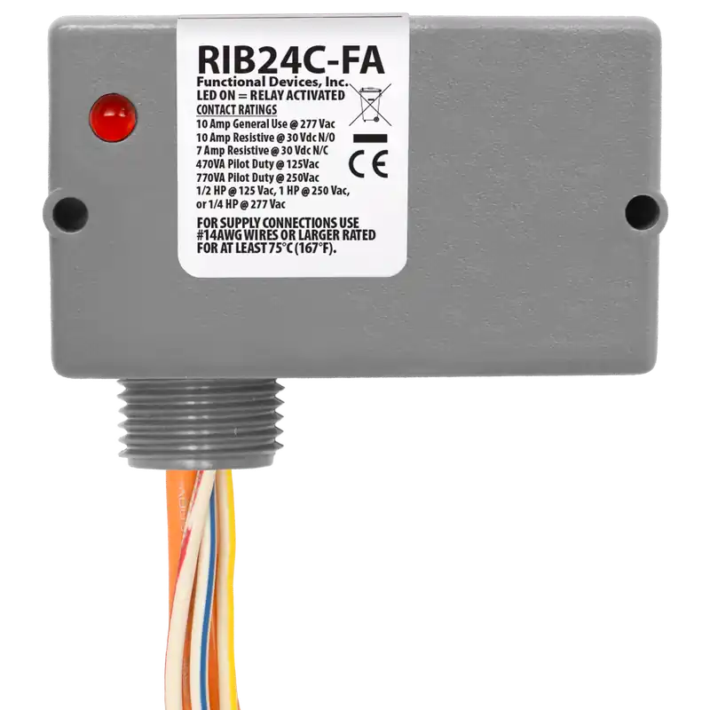 FUNCTIONAL RIB24C-FA Enclosed Relay 10A SPDT 24Vdc 24Vac