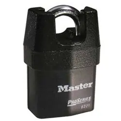 Master Lock 6321KA10G016 Tumbler Padlock, Proseries, Keyed Alike, 5-Pin Cylinder, 2-1/8 Width, 3/4 Shackle Clearance, Laminated Steel, Black, With 10G016 Key