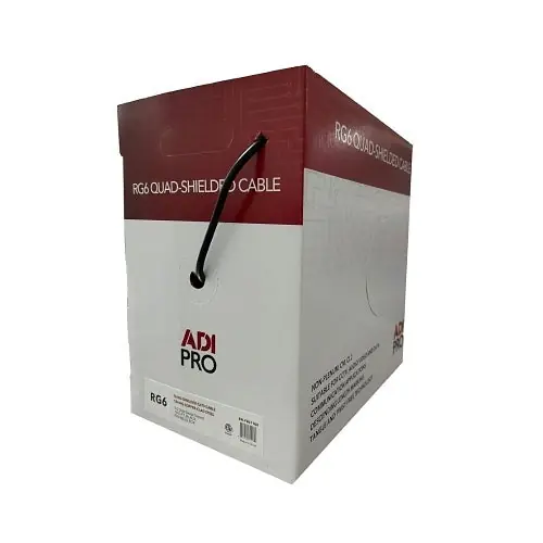 ADI PRO RN-7001108 RG6 CCS Quad-Shielded CATV Cable, 1000' Express Box, Black