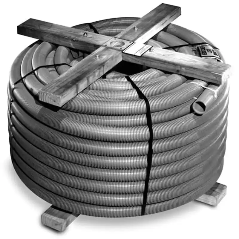 CARLON 11815-250 4 Inch P and C Flex Gray Non-Metallic Corrugated Flexible Conduit On Edge Brace Reel Length - 250 Feet