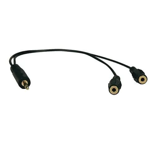 Tripp Lite P313-001 Mini Stereo Splitter Adapter Cable, 3.5mm, 1' (0.3m), M/2xF