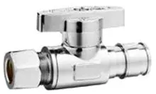 BMI 09624 1/2 x 3/8, PEX x OD, Lead-Free, Chrome Plated Forged Brass, ABS, 1/4 Turn Handle, Straight, Supply Valve