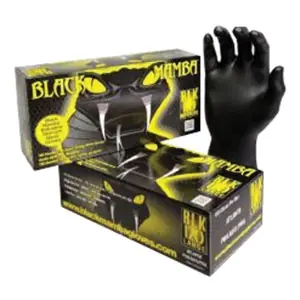 MITCO BLK-140-XXLM Mamba Black Nitrile Gloves Power Size XXL