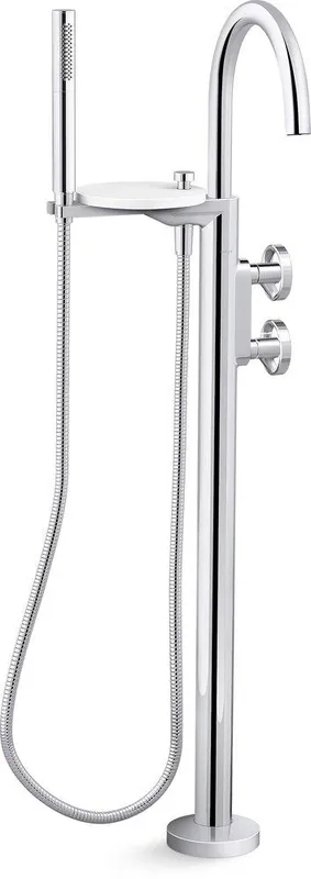 Kohler T77984-9-CP Components Two Handle Wheel Floor Mount Filler in Polished Chrome Trim Only