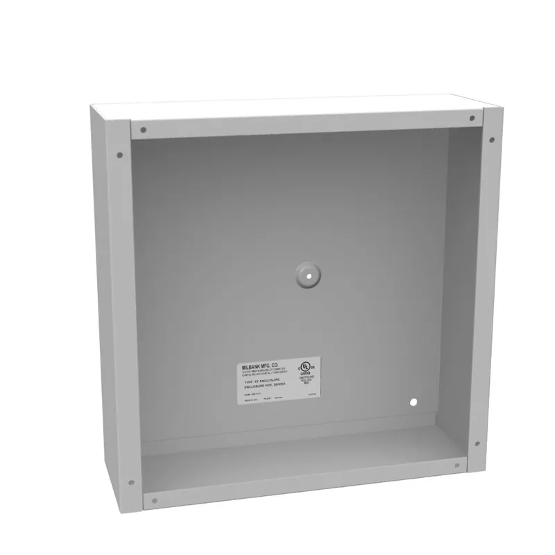 Milbank 12124-SC1-NK 12x4x12 Screw Cover Type 1 UL Listed Steel No Knockouts ANSI 61 Gray Cover with Teardrop Slots Mounting Holes in Back