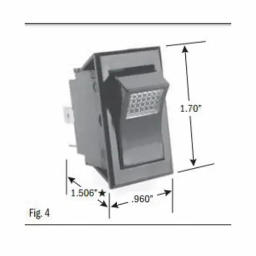 Selecta SS1104-R-125-BG Rocker Switch, 15 A, 125 VAC Lighted DPST ON-OFF