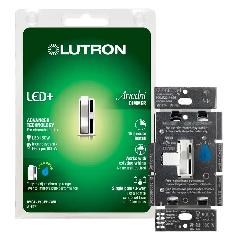 Ariadni AYCL-153PH-WH CFL LED Dimmer 120 Volt 1 Pack