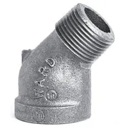 Ward D.BMS45L Black Malleable Iron Street Elbow, 45 Degrees, Class 150, 1/2