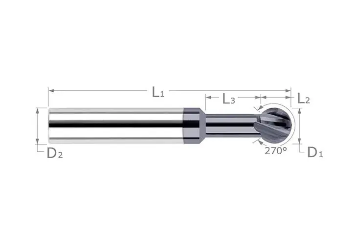 Harvey Tool 929612-C3 HAR 3/16x.160 270DEG Lollipop Mill 3/16x3 Neck.117x1.3/4