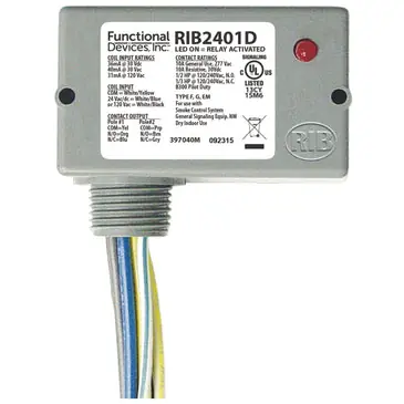 FUNCTIONAL RIB2401D Enclosed Relay 10Amp DPDT 24Vac/dc/120Vac