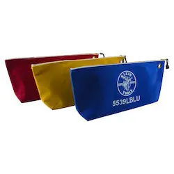 Klein Tools 5539LCPAK Canvas Bags with Zipper Large Assorted Colors 3-Pack
