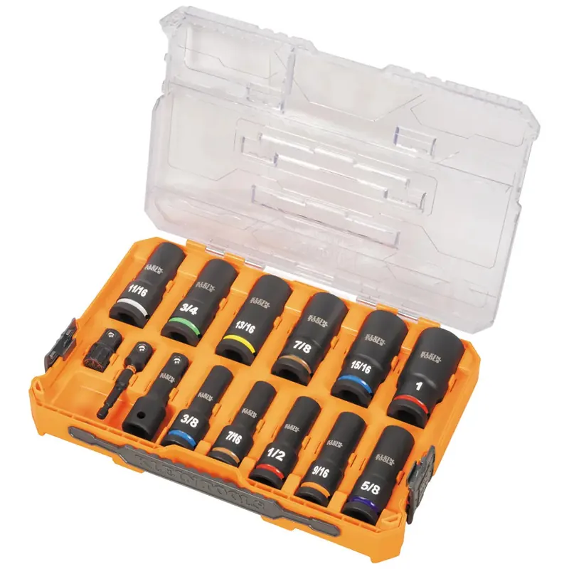 Klein 65111IMPCT 1/2 Drive Deep Well Impact Socket Set, SAE, 14-Piece