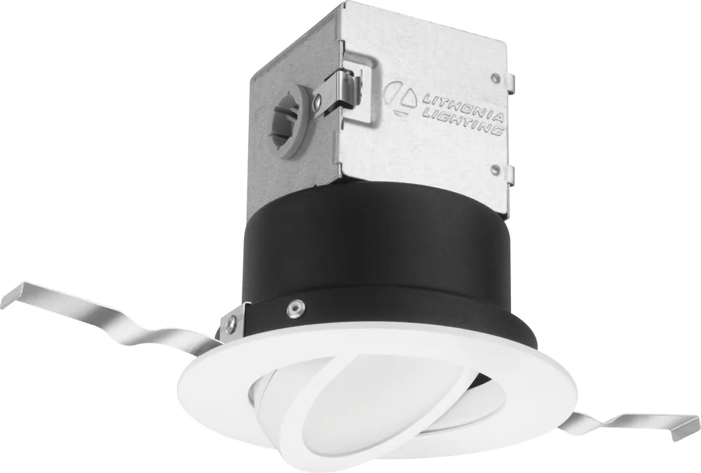 Acuity Brands Lighting 4JBKADJ50K90CRIMW Lithonia Lighting OneUp Round Adjustable Tilt Gimbal LED Direct-Wire Recessed Downlight