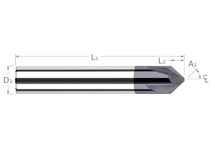 Harvey Tool 47638-C3 1/4 Dia x 37.5 Deg Chamfer 2 Fl AlTiN