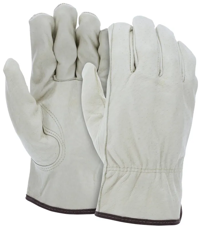 MCR Safety 3401XL Leather Drivers Work Gloves - Industrial Grade - Unlined Grain Pigskin - Keystone Thumb