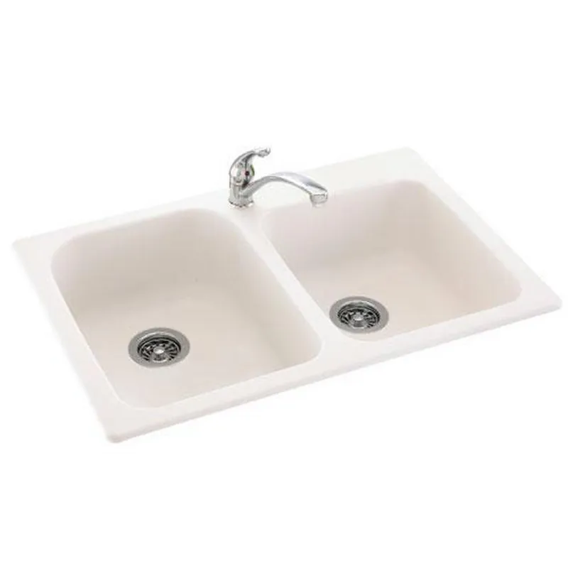 Swan Corporation KS03322DB.010 33 x 22 in. 1 Hole Composite Double Bowl Dual Mount Kitchen Sink