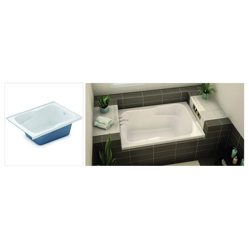 AKER 141089-L-000-002 SBF-3660 Alcove Rectangular Bathtub Gelcoat Left-Hand Drain