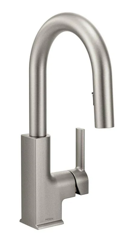 Moen S62308SRS STO Single Handle Pull Down Bar Faucet in Spot Resist Stainless