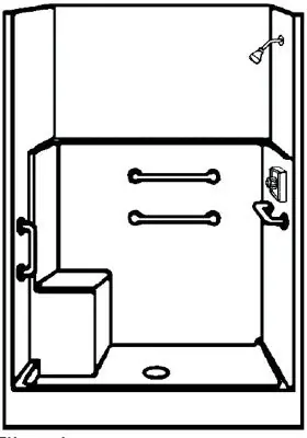 Praxis HS776W/RHSEAT 48 Shower with RH Seat & Bars