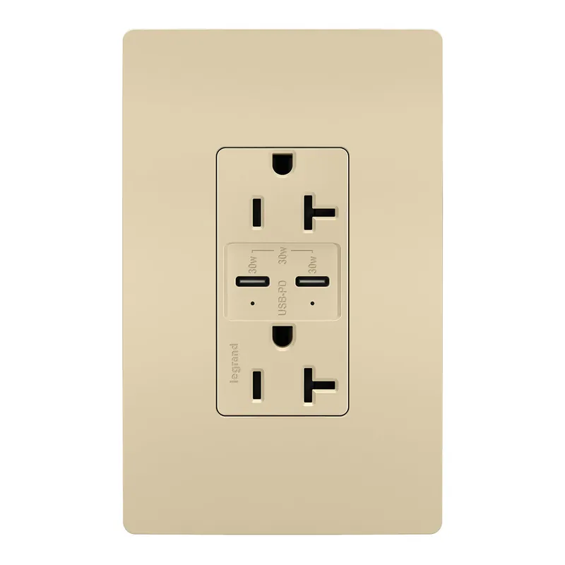 Pass & Seymour TR20USBPDI Power Outlet with USB Type-C Ports