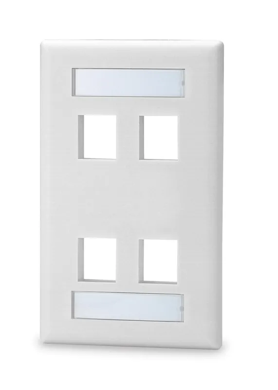 Signamax SKFL-4-WH 4-Port Single-Gang Keystone Faceplate with Labeling Windows, White